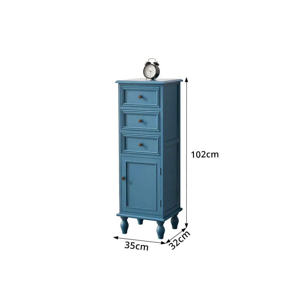 LIVARA Slim Storage Cabinet Solid Wood Space Saving 4 Layer Organizer for Entryway Living Room & Bedroom - Blue - Image 7