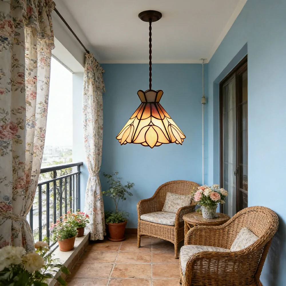 LIVARA Pink Tulip Pattern Pendant Light Minimalist Hanging Lamp Floral Shade E27 Ceiling Light for Bedroom Bedside Dining Area - Image 4
