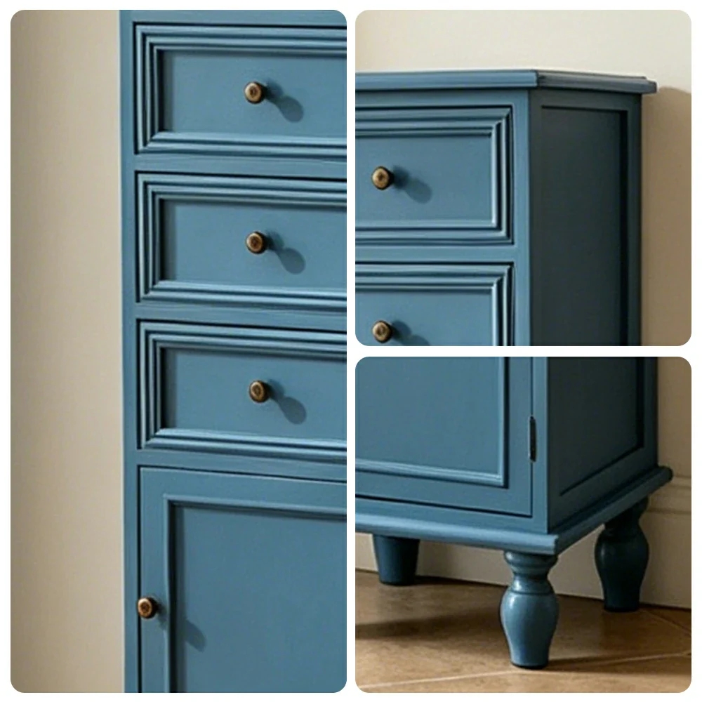 LIVARA Slim Storage Cabinet Solid Wood Space Saving 6 Layer Organizer for Entryway Living Room & Bedroom - Blue - Image 3