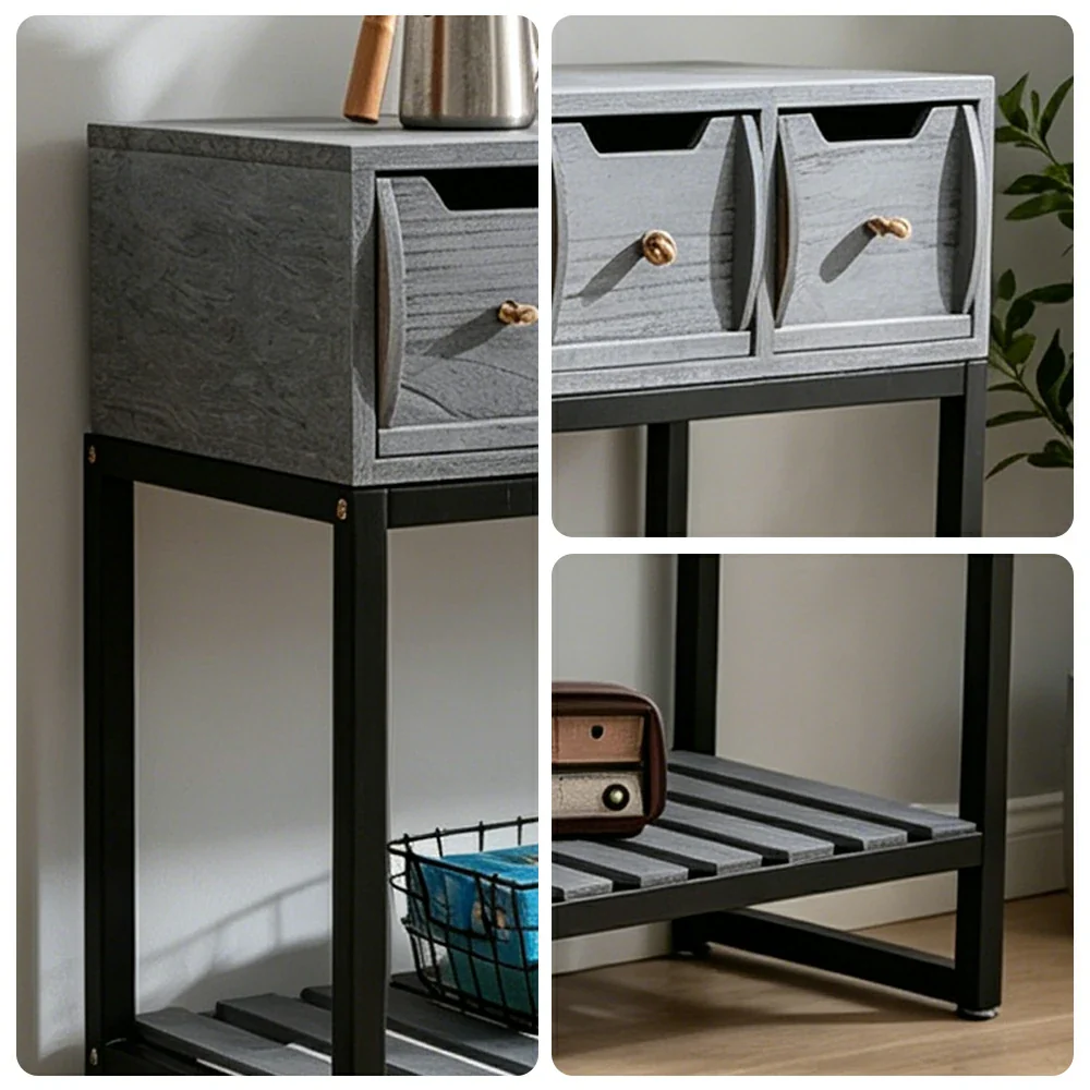 LIVARA Multi-Drawer Storage Cabinet with Open Shelf for Bedroom Living Room Entryway - Blue - Image 3
