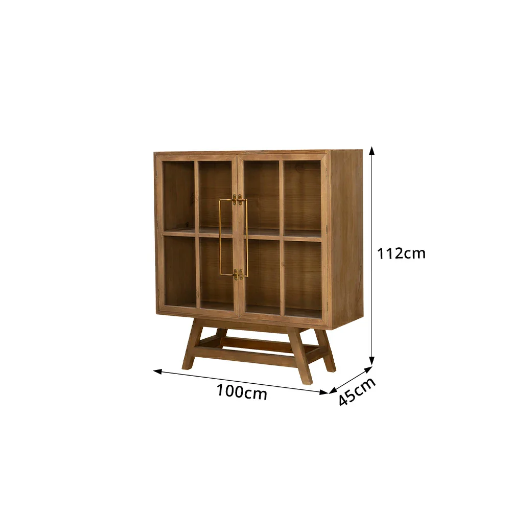LIVARA Solid Wood Glass Double Door Cabinet Tempered Display Double Storage for Living Room Dining Room Study - Image 7