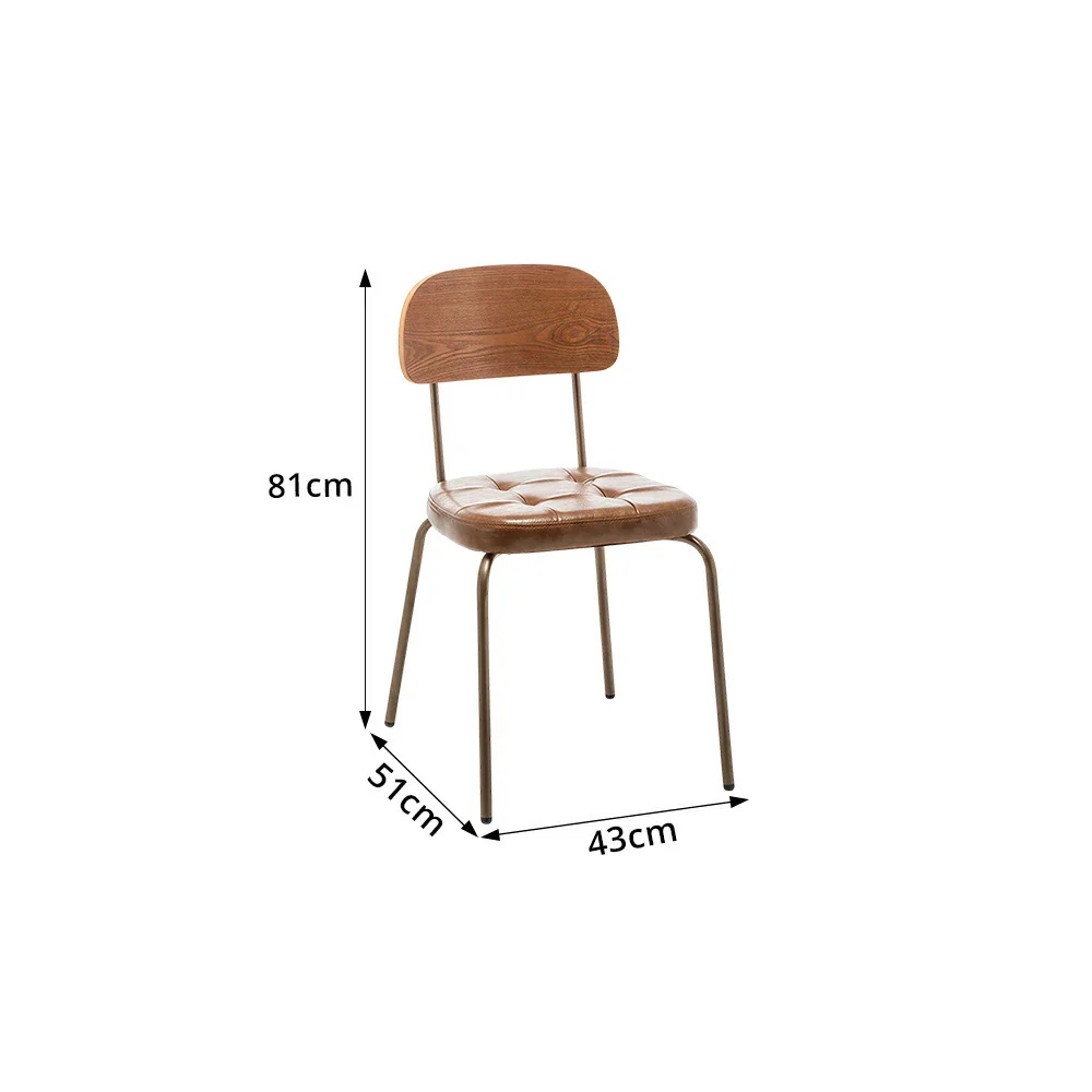 LIVARA Mid Century Dining Chair PU Leather Seat Curved Wooden Backrest for Dining Room Cafe Study - Brown - Image 8