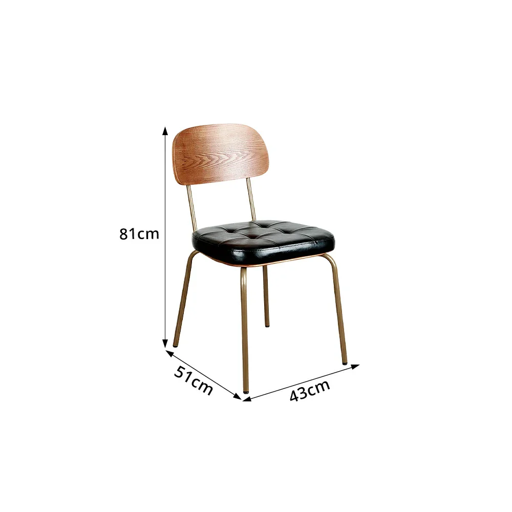 LIVARA Mid Century Dining Chair PU Leather Seat Curved Wooden Backrest for Dining Room Cafe Study - Black - Image 8