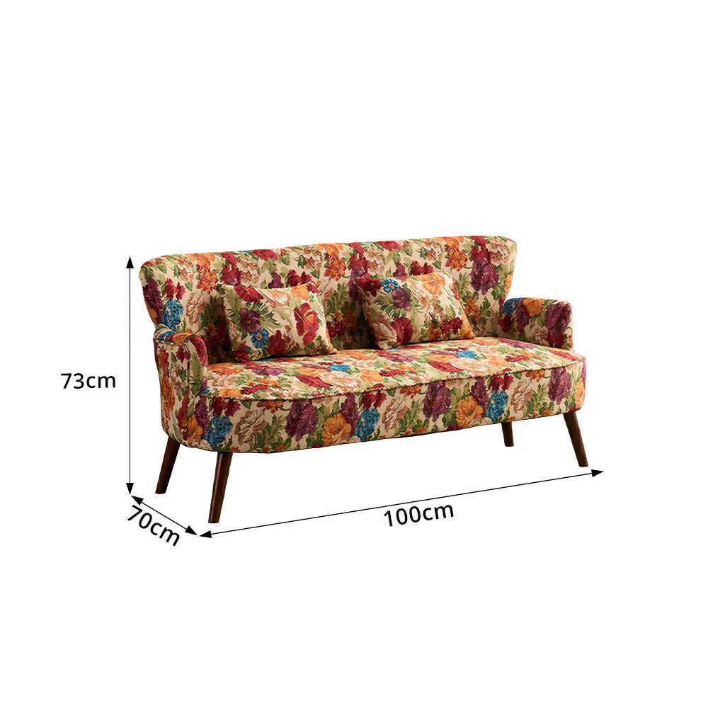 LIVARA Vintage Peony Fabric Sofa with Solid Wood Legs for Living Room - Pink - Image 8