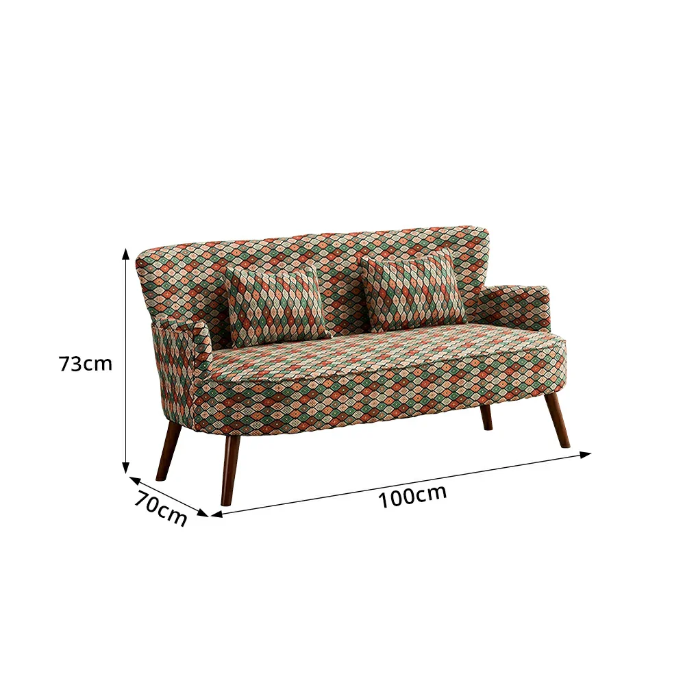LIVARA Vintage Peony Fabric Sofa with Solid Wood Legs for Living Room - Brown - Image 7