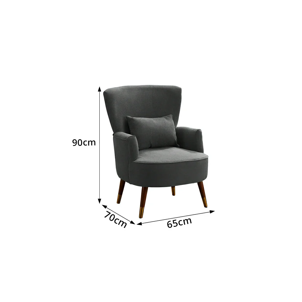 LIVARA High Back Vintage Peony Lounge Chair with Solid Wood Legs for Living Room -Dark Grey - Image 8