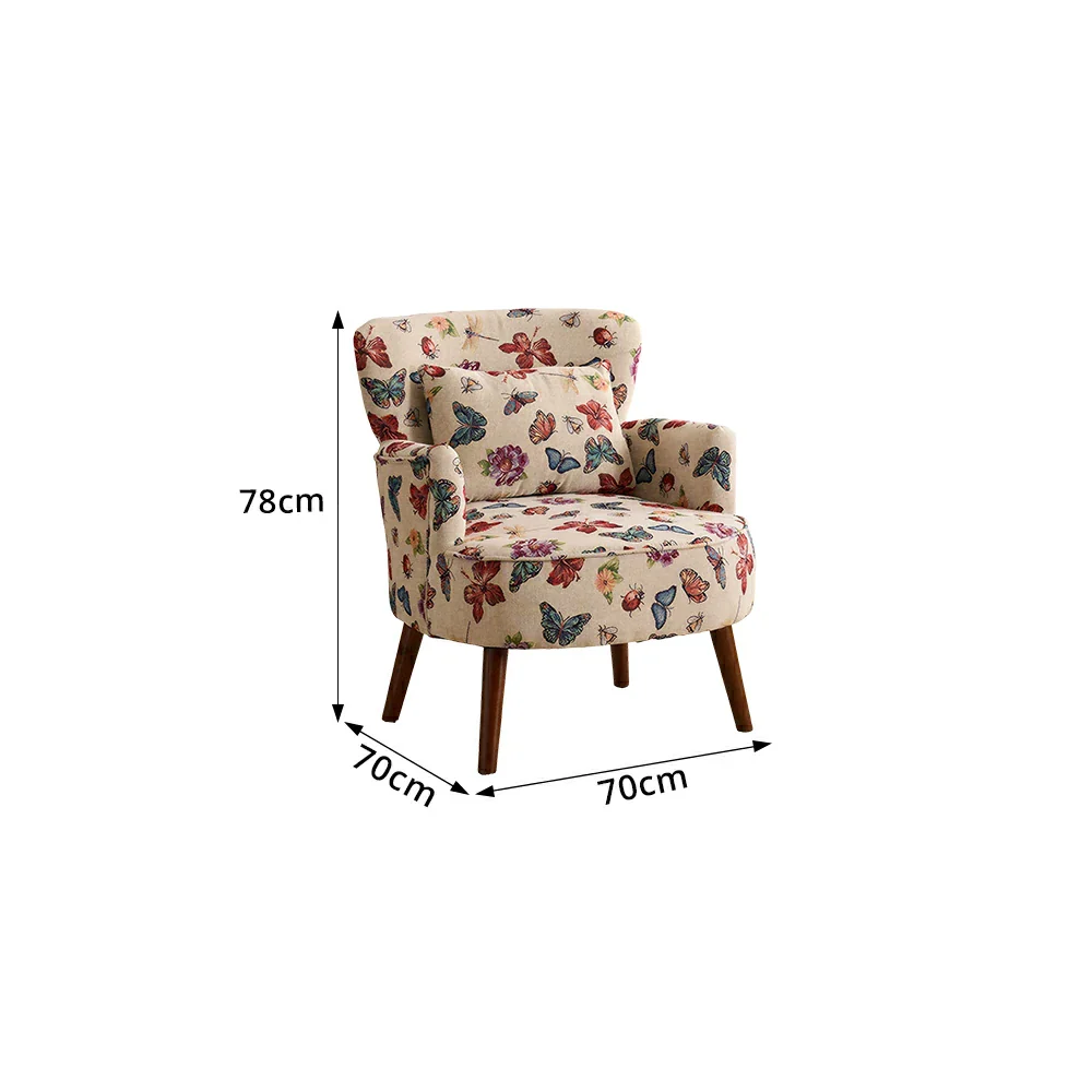 LIVARA Vintage Butterfly Cotton Linen Lounge Chair for Living Room Bedroom - Multicolour - Image 8