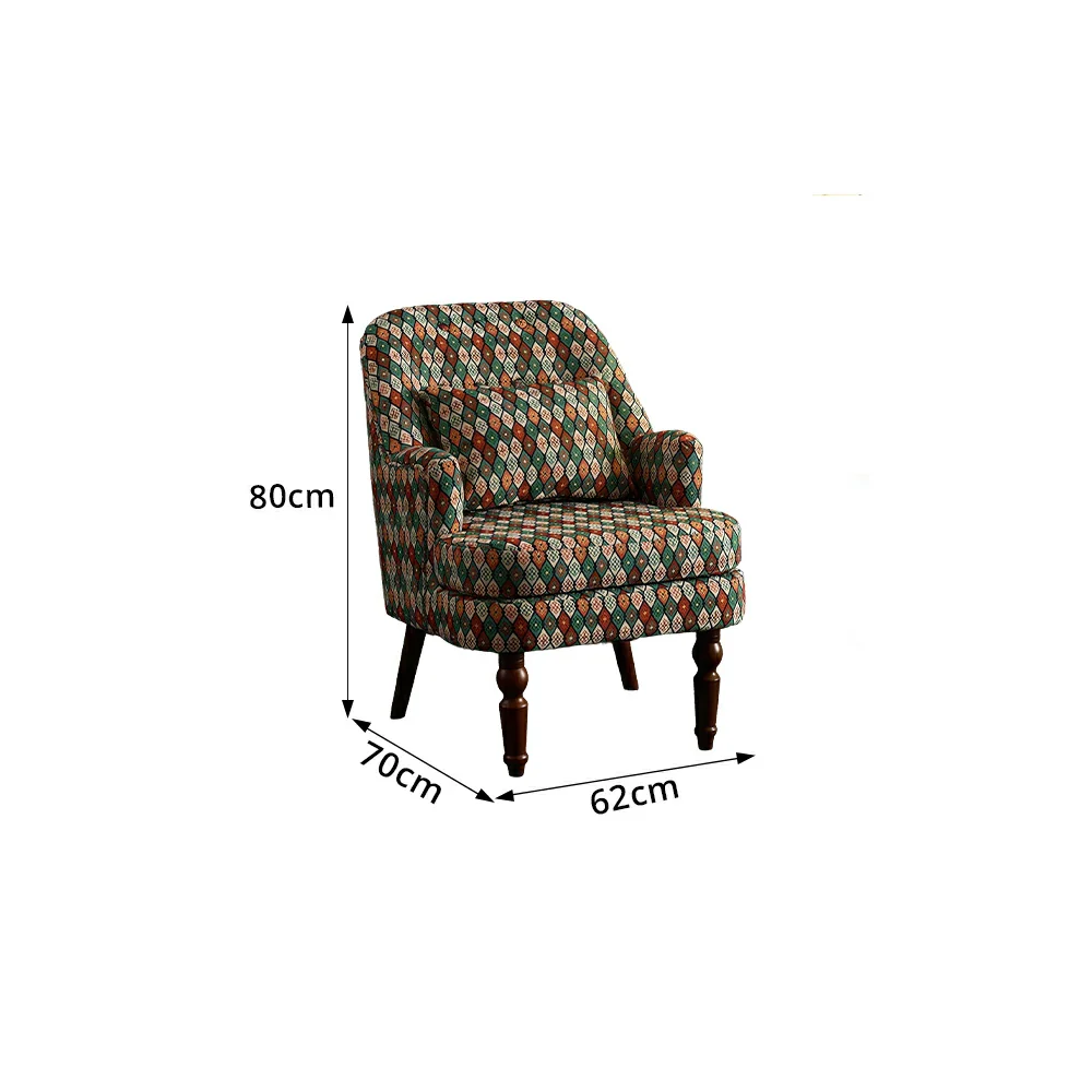 LIVARA Gothic Windowpane Lounge Chair with Vintage Solid Wood Legs for Living Room - Gothic Pattern - Image 8