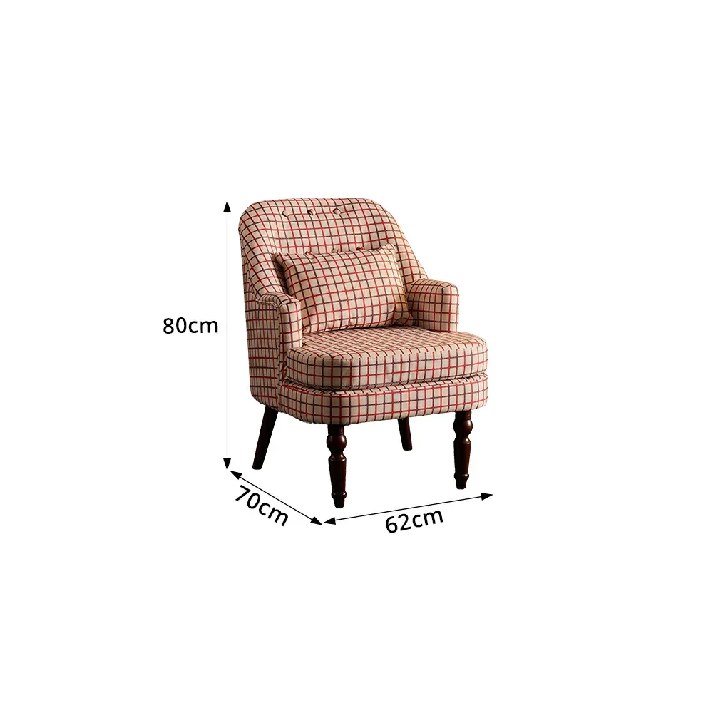 LIVARA Gothic Windowpane Lounge Chair with Vintage Solid Wood Legs for Living Room - Pink Pattern - Image 8