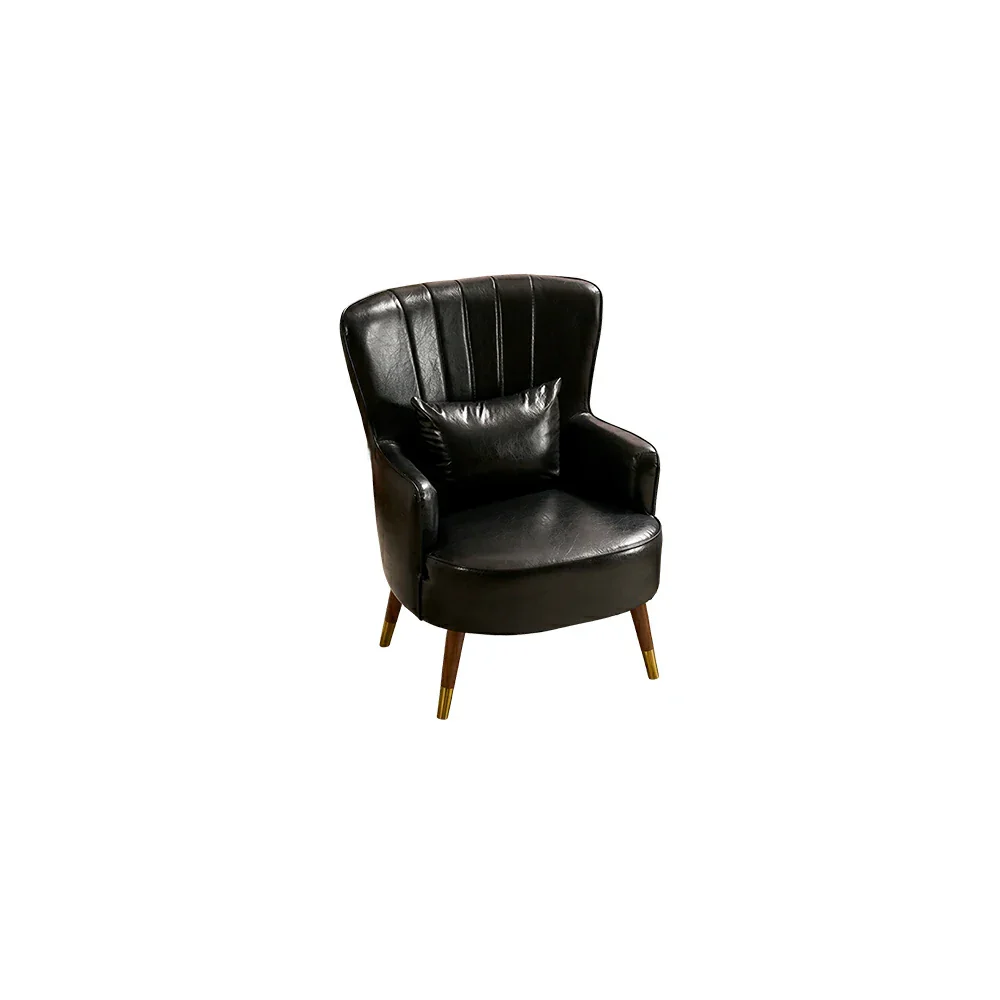 LIVARA Oil Wax Cat-Scratch Leather Accent Chair - Modern Living Room Single Sofa Chair - Black