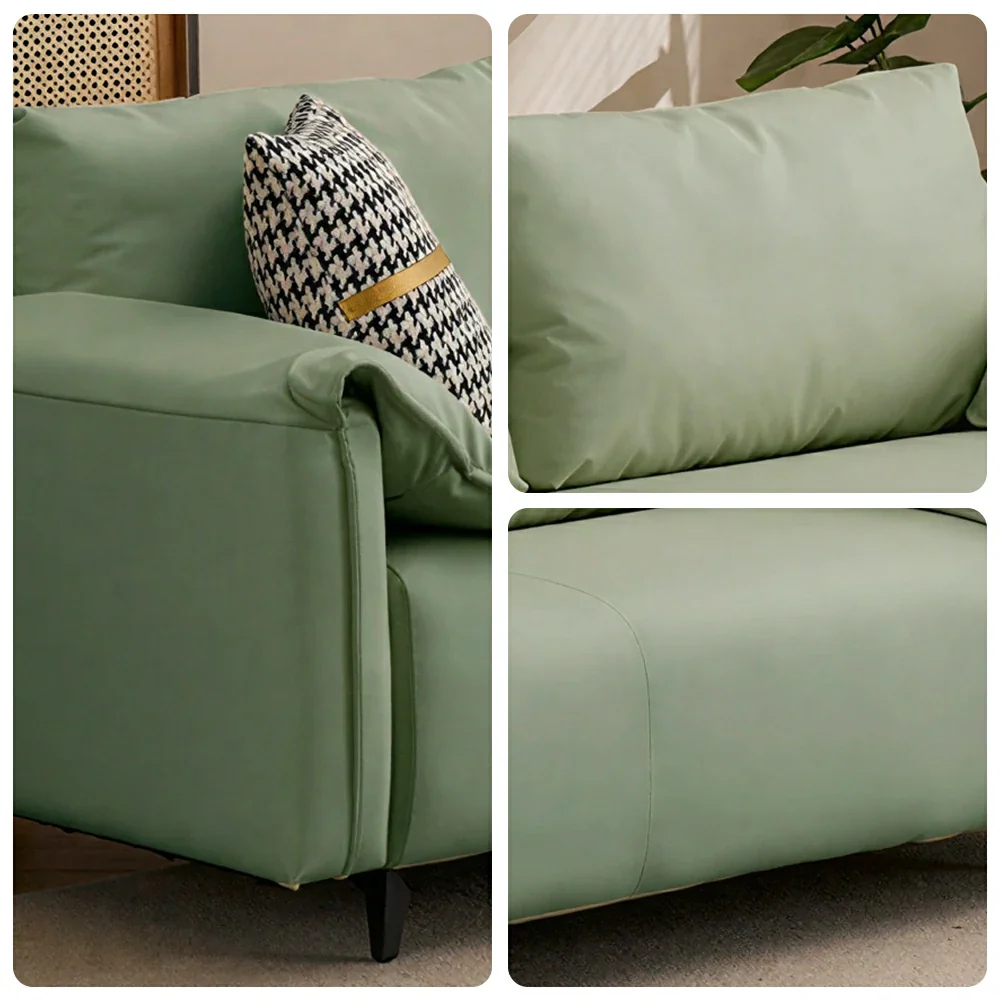 LIVARA Cat-Scratch Leather Sofa - Modern Living Room Lounge Couch - Cyan - Image 3