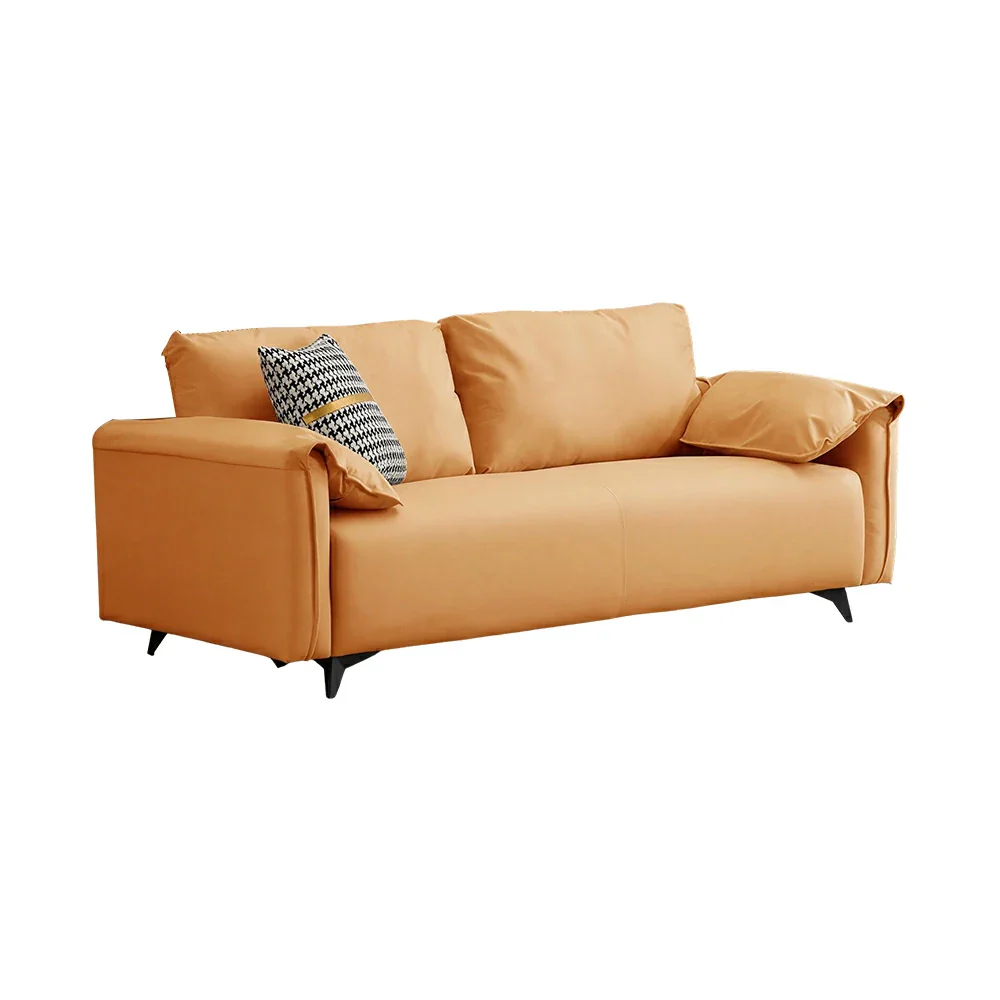 LIVARA Tech Fabric Sofa - Modern Living Room Lounge Couch - Orange