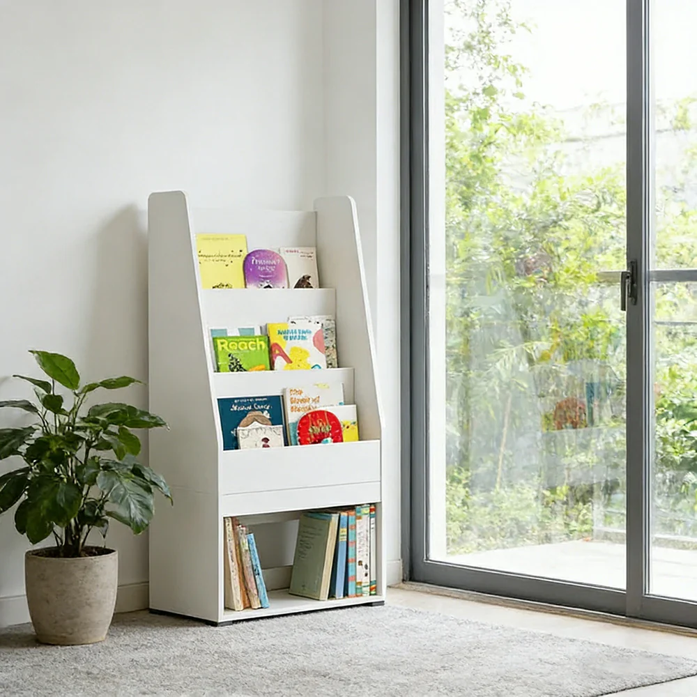 LIVARA Kids Solid Wood Book Display Shelf - Front-Facing Picture Book Rack, Large Capacity Storage for Playroom & Bedroom - White - Image 4