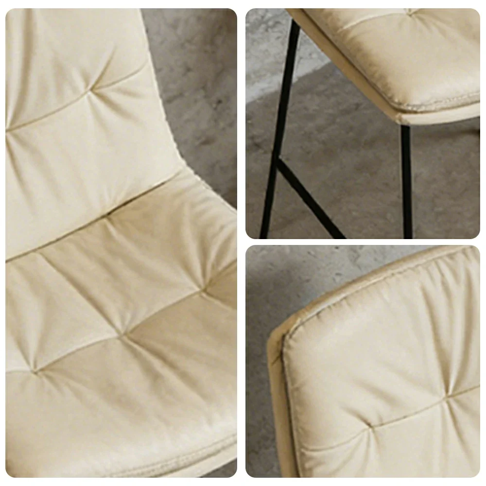 LIVARA Modern Bar Stool - PU Upholstered Ergonomic Padded Seat, Supportive Backrest, Stable Metal Legs, Kitchen & Bar Use, Seat Height 65cm - White - Image 3