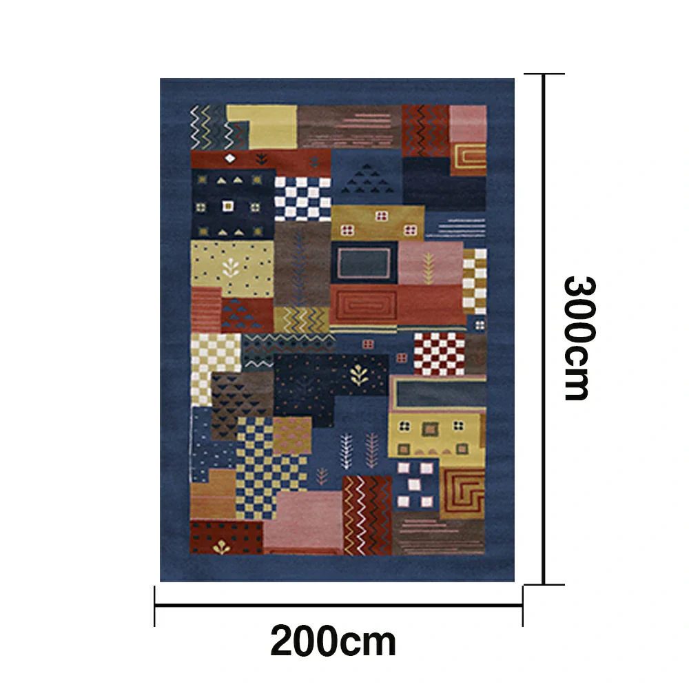 LIVARA 160/200cm Yade Green Loop-Pile Rug - Upgraded Non-Slip Eco Cotton-Latex Backing - Waterproof, Stain-Resistant, Soft & Durable - Blue - Image 6