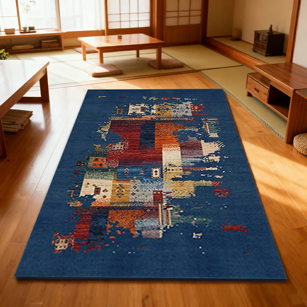 LIVARA 160/200cm Loop-Pile Rug - Upgraded Non-Slip Eco Cotton-Latex Backing - Waterproof, Stain-Resistant, Soft & Durable - Blue - Image 2