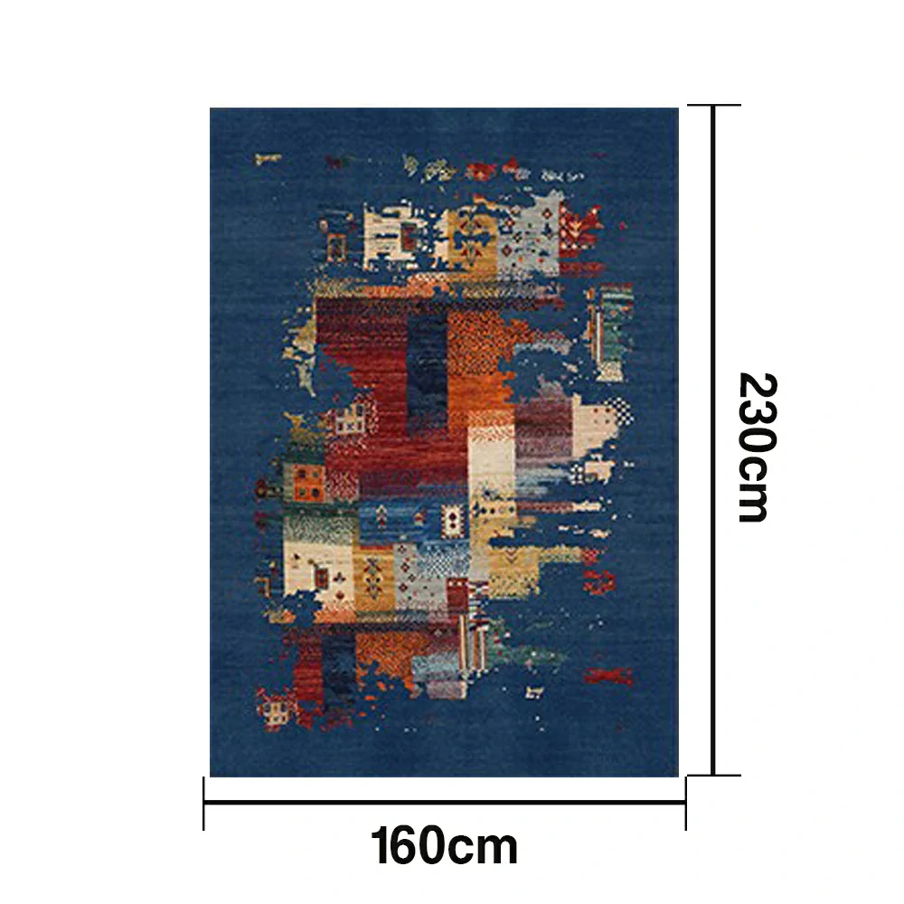 LIVARA 160/200cm Loop-Pile Rug - Upgraded Non-Slip Eco Cotton-Latex Backing - Waterproof, Stain-Resistant, Soft & Durable - Blue - Image 5
