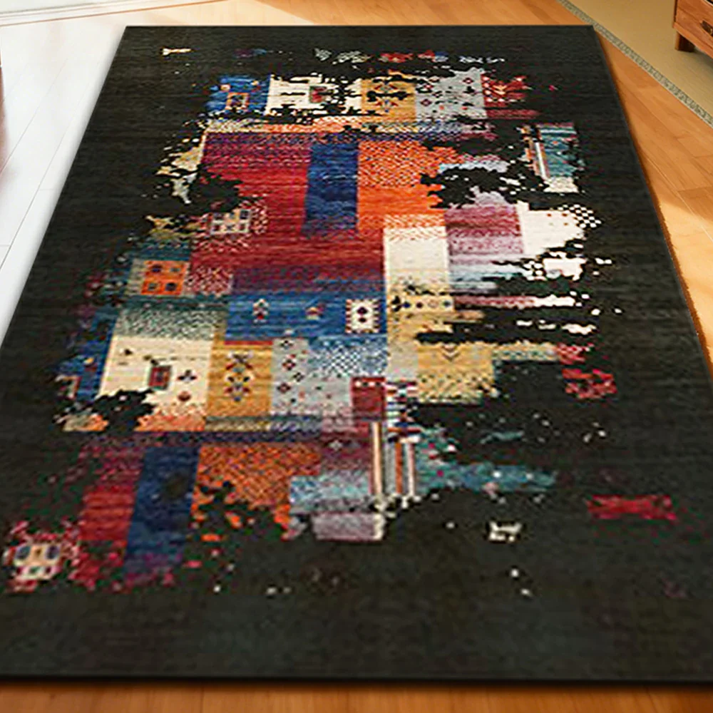 LIVARA 160/200cm Loop-Pile Rug - Upgraded Non-Slip Eco Cotton-Latex Backing - Waterproof, Stain-Resistant, Soft & Durable - Black - Image 3
