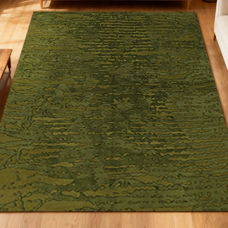 LIVARA 160/200cm Loop-Pile Rug - Non-Slip Eco Cotton-Latex Backing, Soft & Durable, Easy to Clean - Forest Deep Green - Image 3