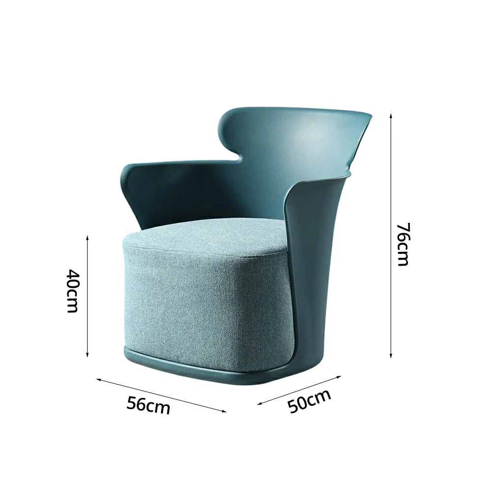 LIVARA Modern Sculptural Accent Armchair - Ergonomic Wraparound Backrest, Cushioned Seat with Fabric Upholstery, Stylish Single Sofa Chair for Living Room & Lounge - Blue - Image 5