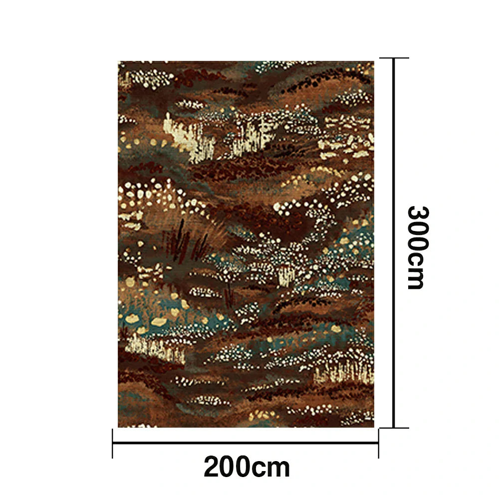 LIVARA 160/200cm Abstract Art Loop-Pile Rug - Upgraded Non-Slip Eco Cotton-Latex Backing - Waterproof, Stain-Resistant, Soft & Durable - Brown Teal - Image 6