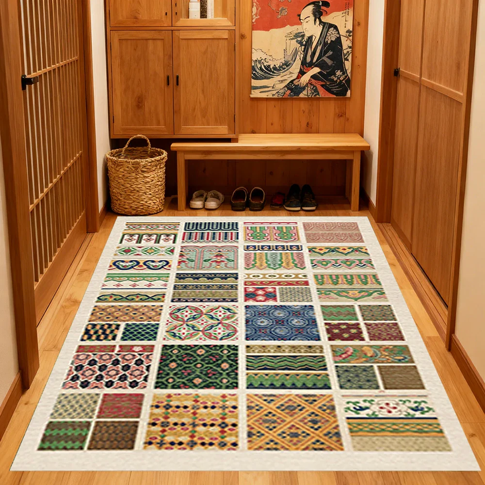 LIVARA 160/200cm Patchwork Vintage Pattern Loop-Pile Rug - Upgraded Non-Slip Eco Cotton-Latex Backing - Waterproof, Stain-Resistant, Soft & Durable - Multi-Color - Image 2
