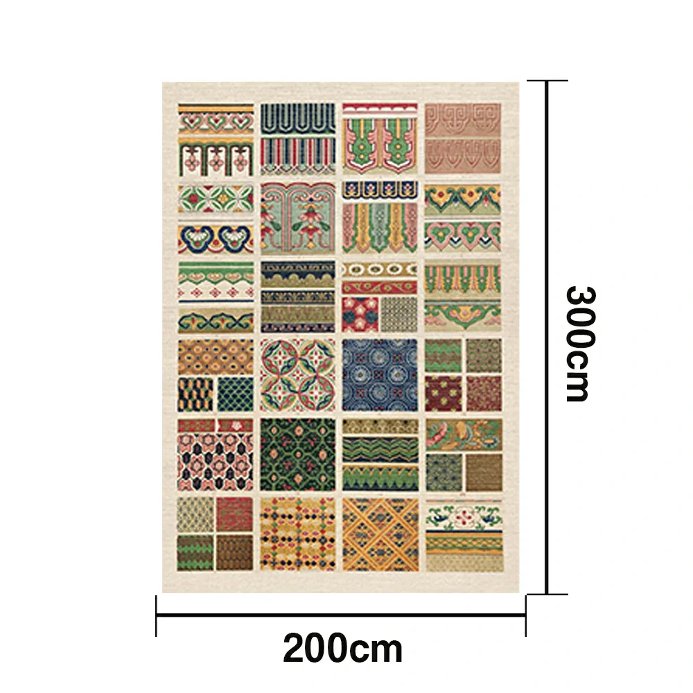LIVARA 160/200cm Patchwork Vintage Pattern Loop-Pile Rug - Upgraded Non-Slip Eco Cotton-Latex Backing - Waterproof, Stain-Resistant, Soft & Durable - Multi-Color - Image 6