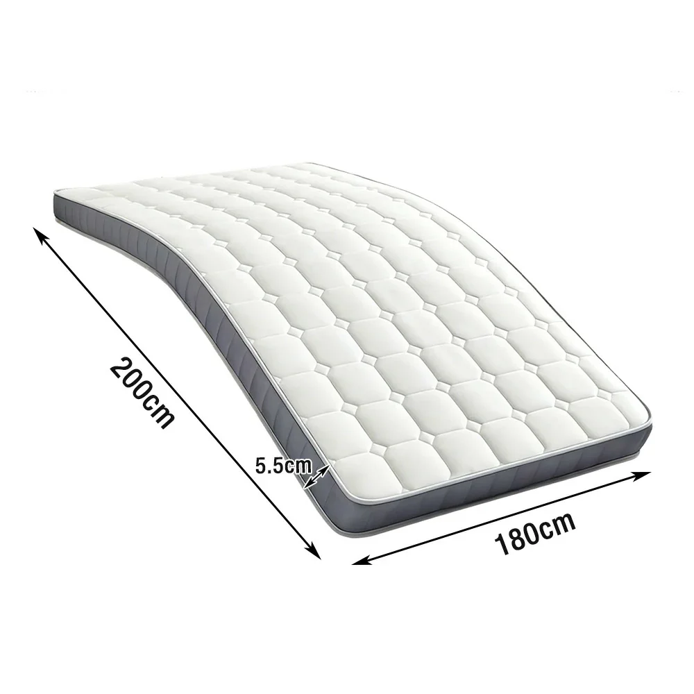 LIVARA Latex Memory Foam Mattress 120/150/180cm - 5.5cm Thick, Resilient Support, Breathable Cotton Cover, Antibacterial Milk Silk, Non-Slip Base - White - Image 8
