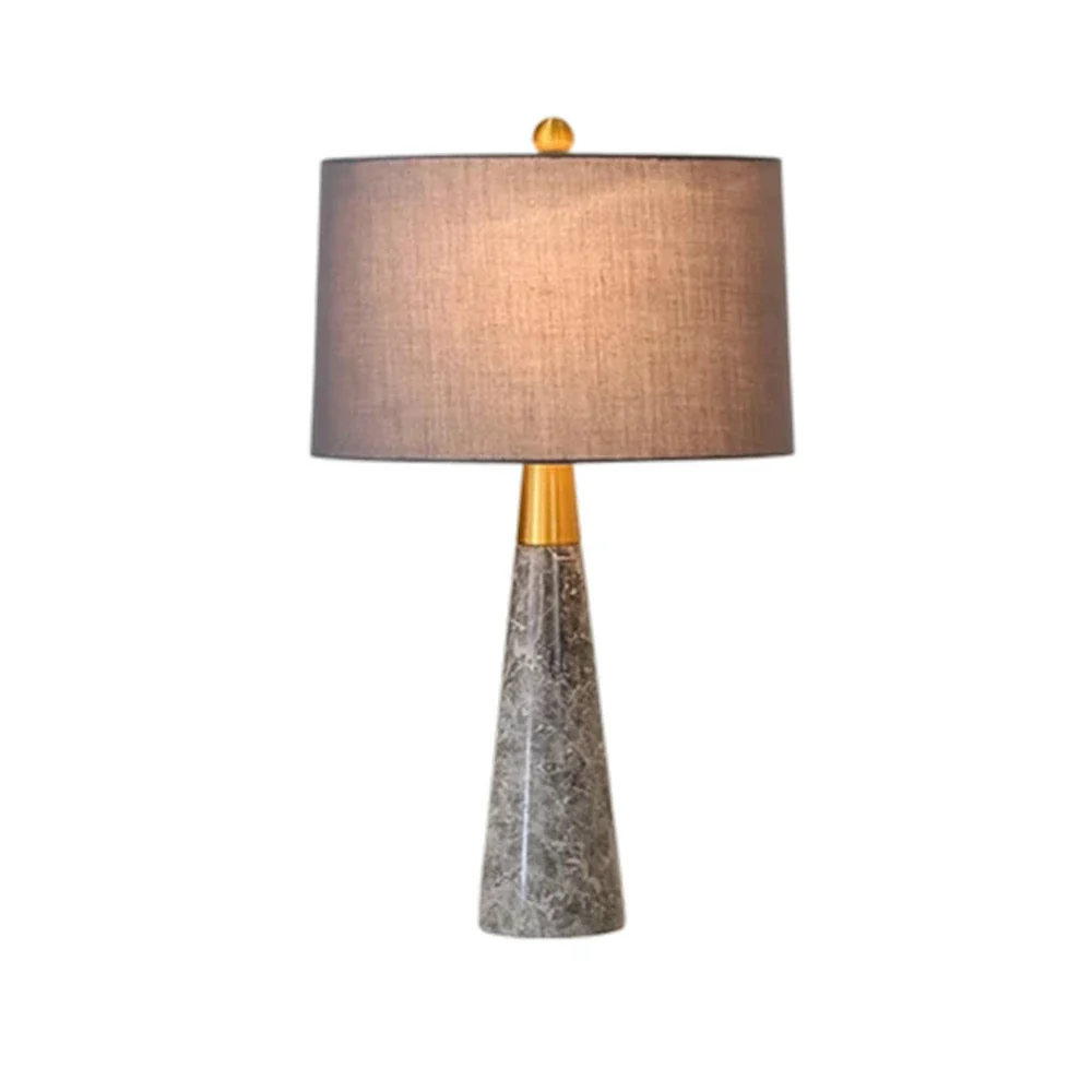 LIVARA Table Lamp Creative Design Soft Fabric Shade Natural Marble Base E27 Socket - Grey