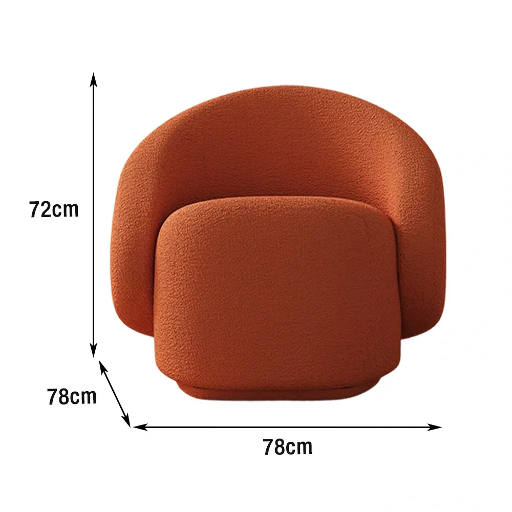 LIVARA Single Sofa Chair, Sherpa Fleece Upholstery, High-Density Sponge, Solid Wood Frame, Arc Springs & Straps, Soft & Durable Comfort - Orange - Image 5