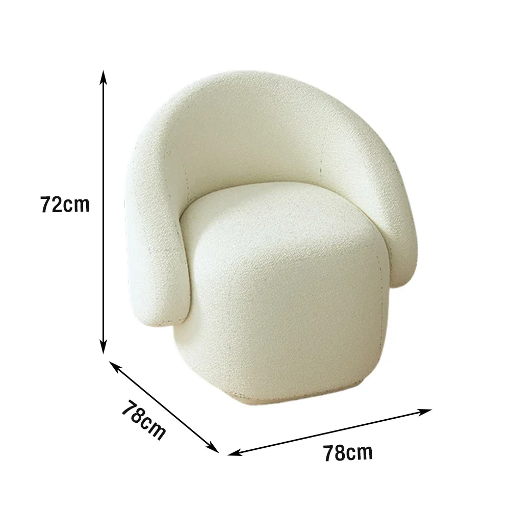 LIVARA Single Sofa Chair, Sherpa Fleece Upholstery, High-Density Sponge, Solid Wood Frame, Arc Springs & Straps, Soft & Durable Comfort - White - Image 5