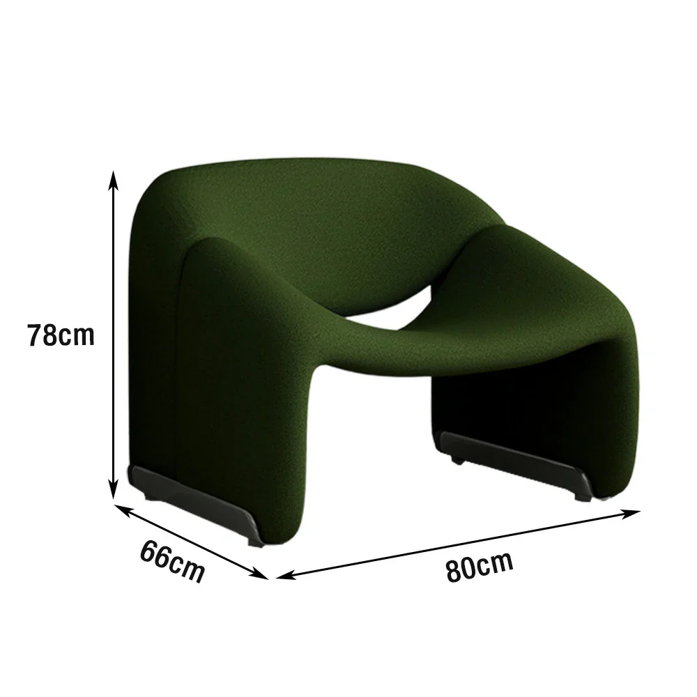 LIVARA Single Sofa Chair, Sherpa Fleece Upholstery, Contemporary Curved Frame, Resilient High-Density Cushion, Cozy Seating, Sturdy & Stylish - Green - Image 5
