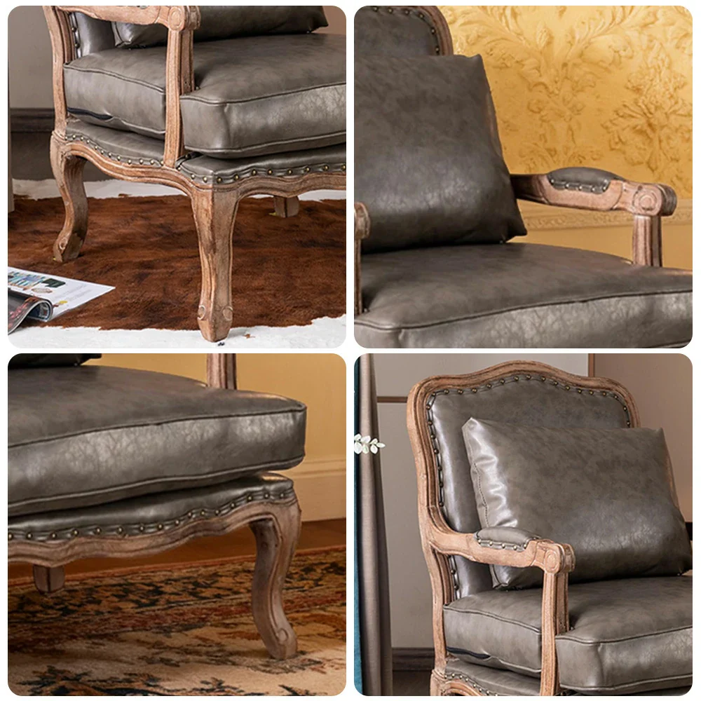 LIVARA Green Orchid Embroidered Velvet Armchair with Matching Ottoman - Soft Velvet Upholstery, High-Resilience Cushion, Solid Wood Frame - Grey - Image 3