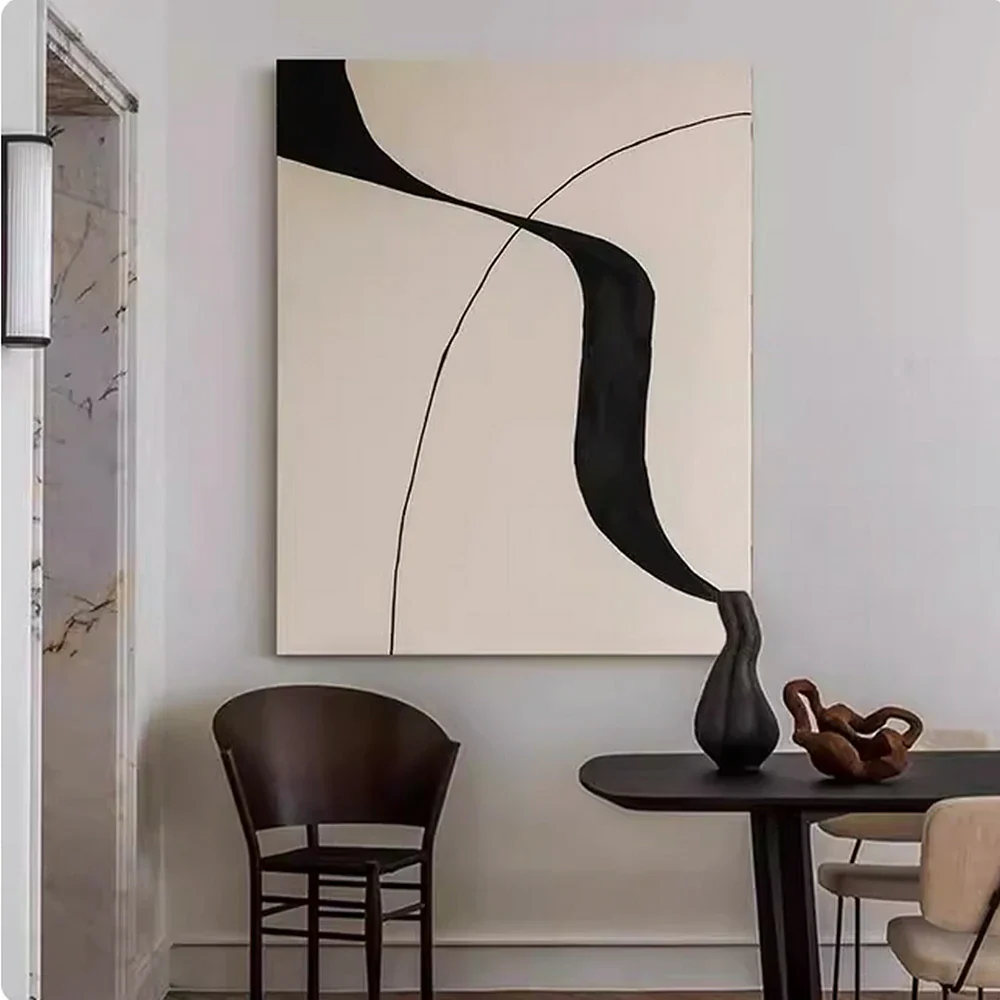 LIVARA Hand-Painted Oil Painting 60/80/120cm - Neutral Wall Art Featuring Textured Brush Details and a Clean, Simple Layout - Image 2