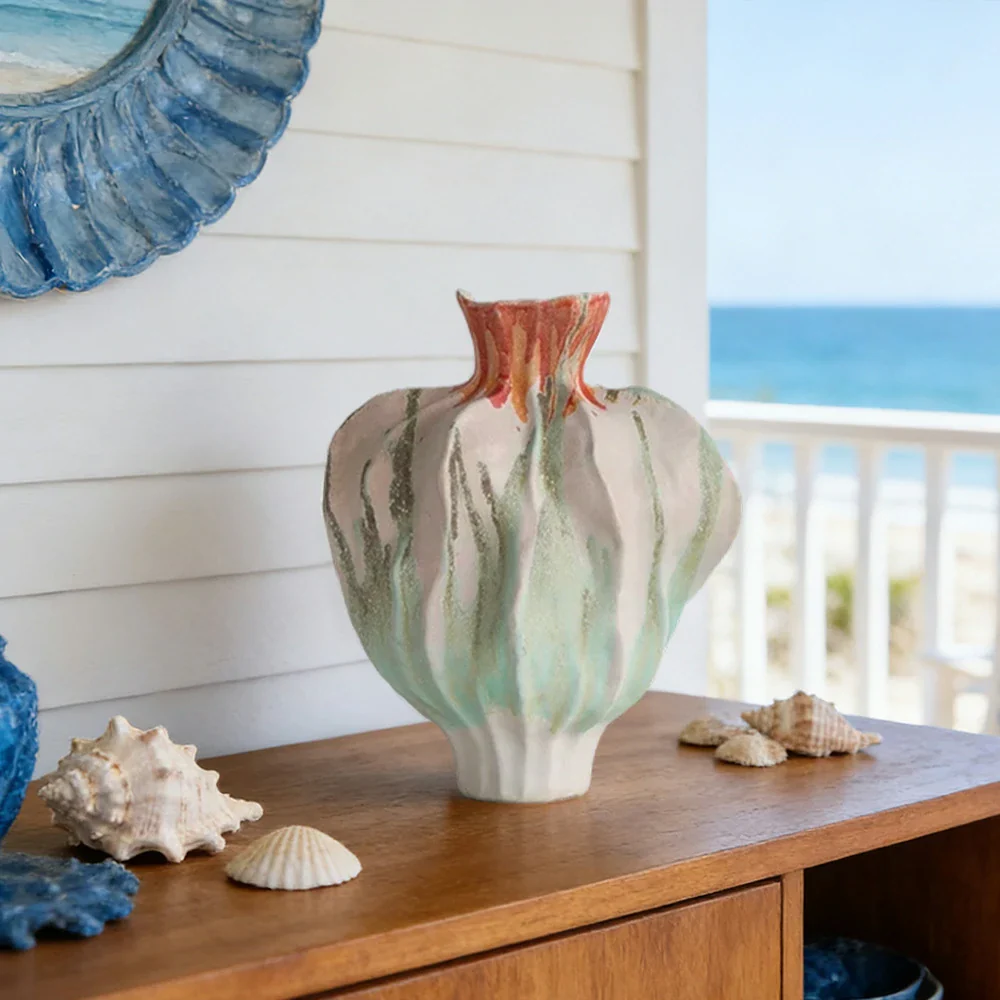 LIVARA Ceramic Vase Ornament Stardust Lakeside Inspired Style Artistic Home Decor Matte Ceramic Handcrafted Stone-Texture Finish - Image 2