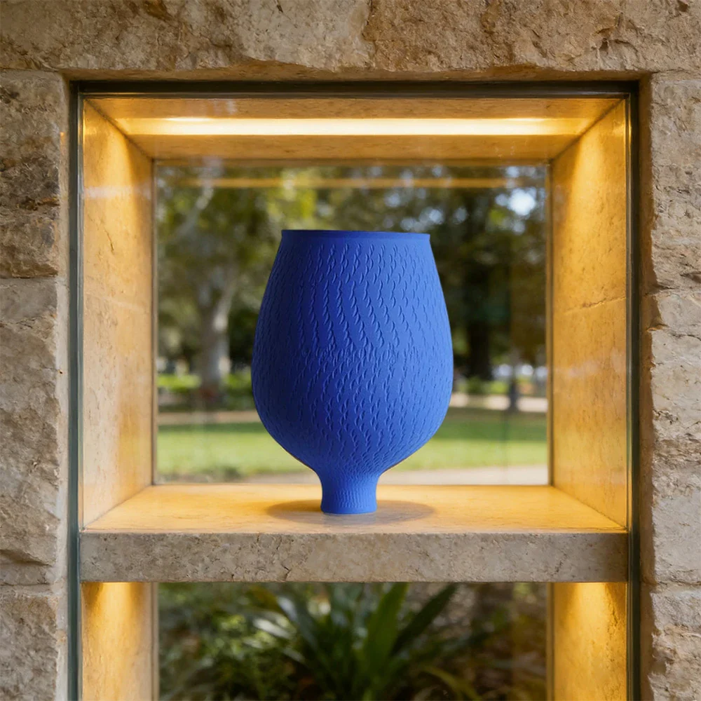LIVARA Ceramic Vase Ornament Klein Blue Tone Living Room Entryway Styling Matte Ceramic - Image 2