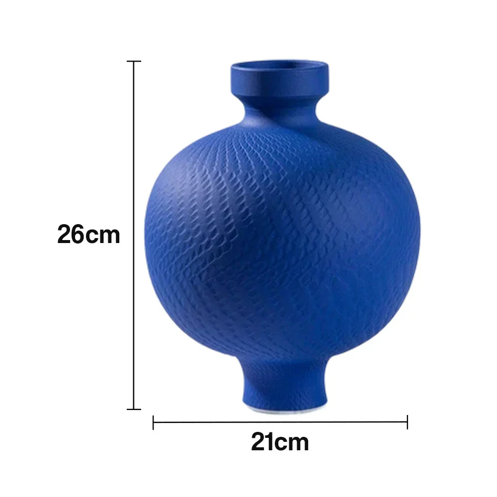 LIVARA Ceramic Vase Ornament Klein Blue Visual Accent Artistic Home Display Matte Ceramic Stone-Texture Finish - Image 5