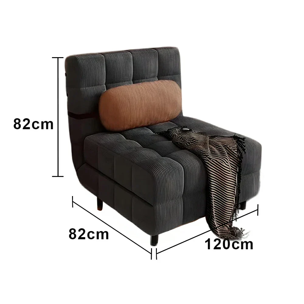 LIVARA 80/120cm Convertible Sofa Bed, 45D High-Density Foam, Fully Removable & Washable Cover, Space-Saving Design - Grey - Image 6