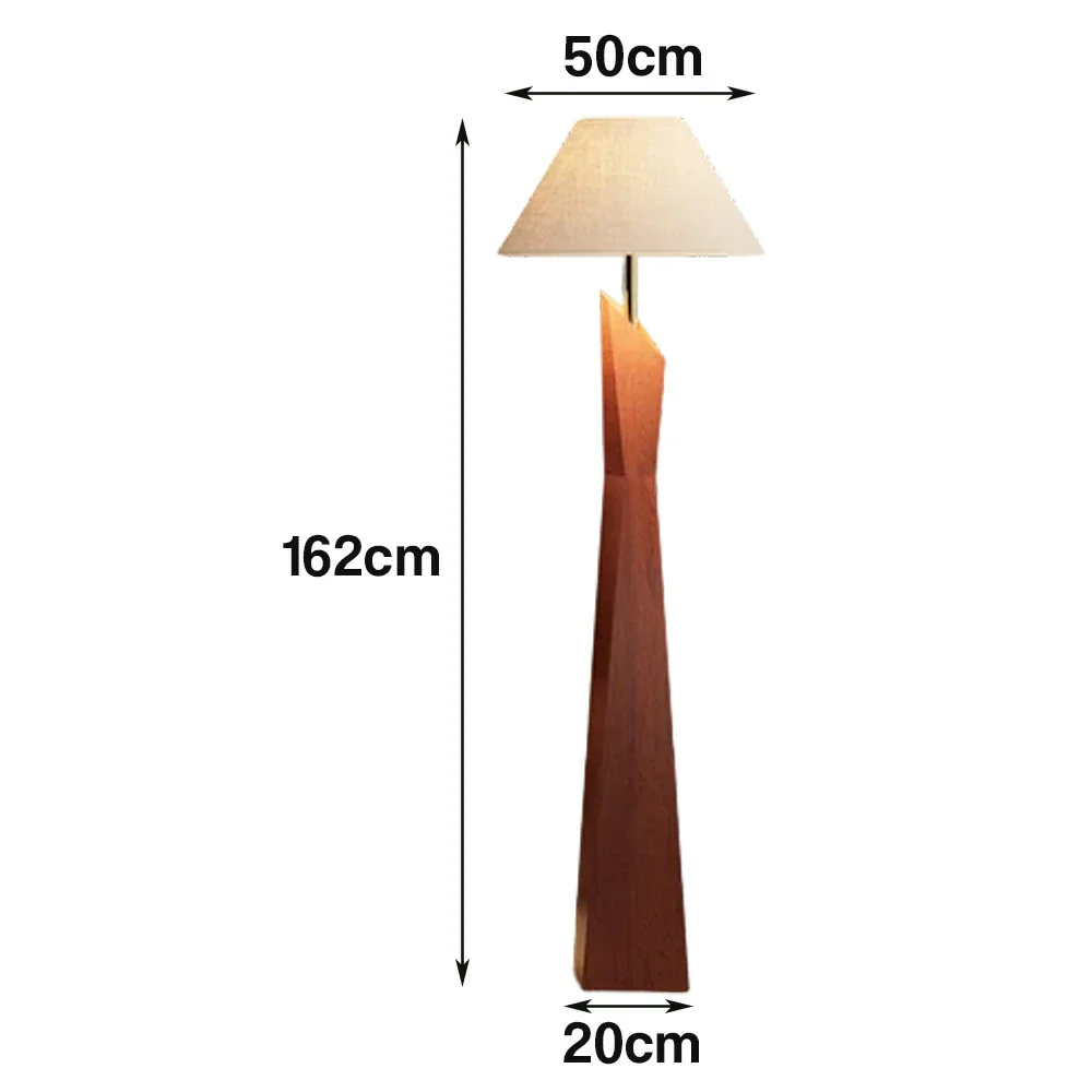 LIVARA Modern Floor Lamp Soft Ambient Light Hat-Style Linen Shade Resin Frame Elegant Style - Walnut - Image 5