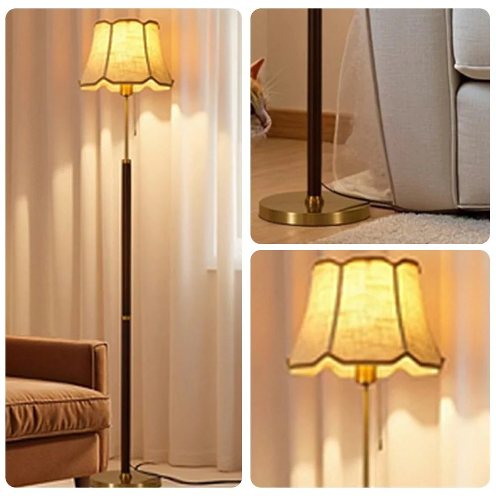 LIVARA Premium Floor Lamp Soft Lighting Fabric Shade Precision Brass Body Weighted Stable Base Luxury Style - Image 3