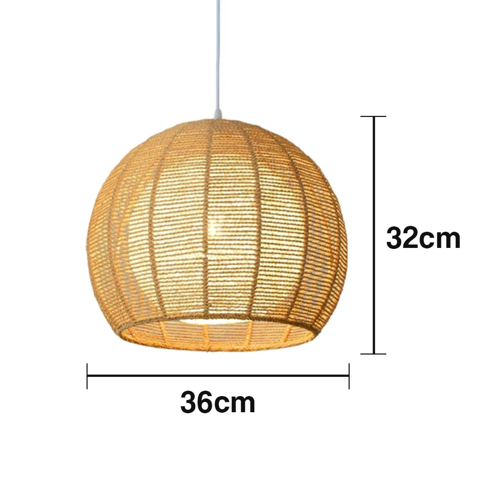 LIVARA 30/36/50cm Hemp Rope Pendant Light, Handcrafted Round Lampshade with E27 Bulb Included Creative Woven Desig - Beige - Image 9