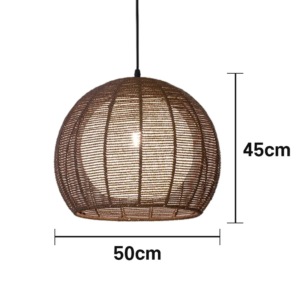 LIVARA 30/36/50cm Hemp Rope Pendant Light, Handcrafted Round Lampshade with E27 Bulb Included Creative Woven Desig - Coffee - Image 13