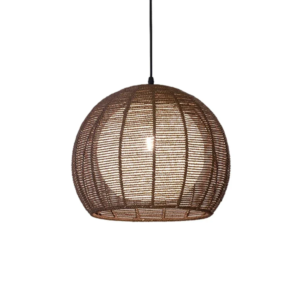LIVARA 30/36/50cm Hemp Rope Pendant Light, Handcrafted Round Lampshade with E27 Bulb Included Creative Woven Desig - Coffee - Image 6