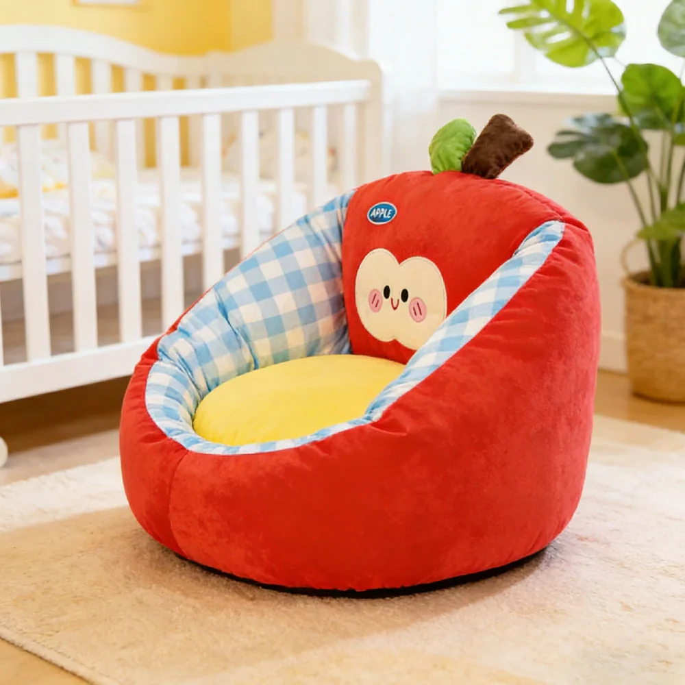 LIVARA 50/60cm Floor Seat Cushion, Wraparound Support Design, Plush Filled Core, Red Apple Pattern, Non-Slip Base - Image 4