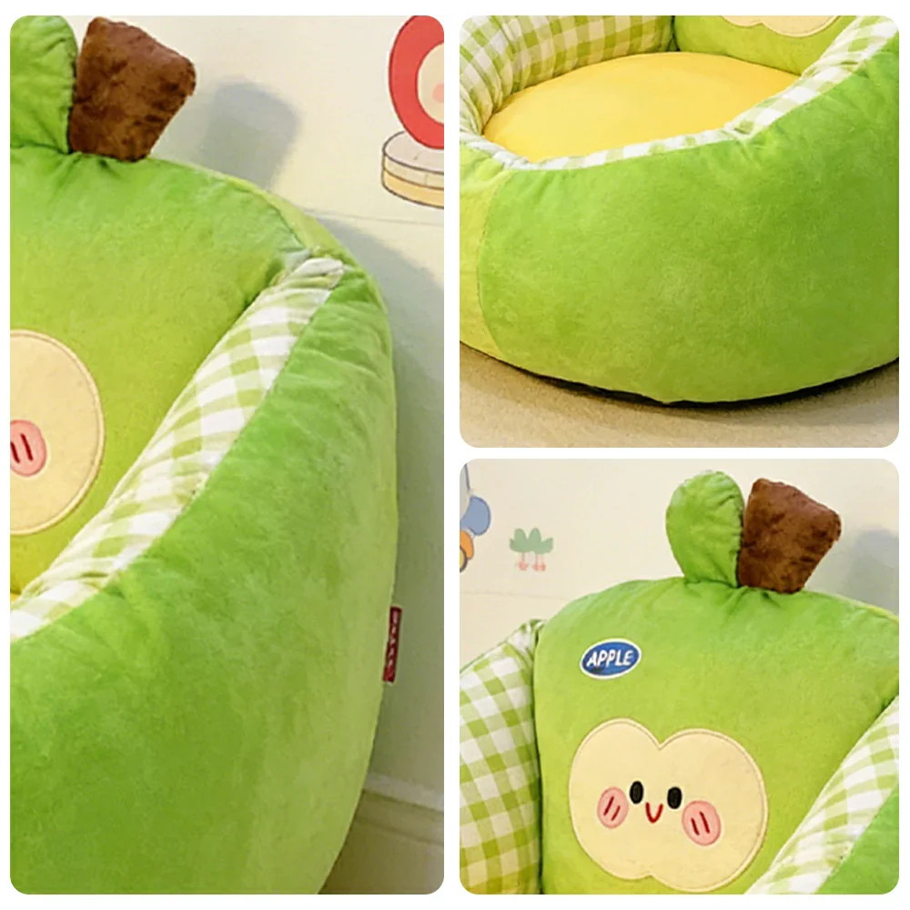 LIVARA 50/60cm Floor Seat Cushion, Wraparound Support Design, Plush Filled Core, Green Apple Pattern, Non-Slip Base - Image 3