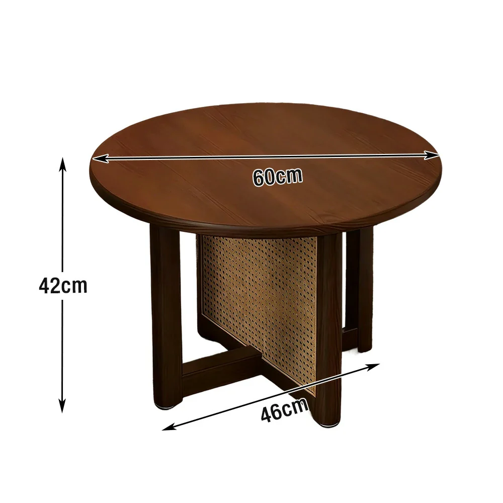 LIVARA Coffee Table with Storage, Solid Wood Frame, Handwoven Rattan Panels, Rounded Corners, Reinforced Legs - Walnut - Image 5
