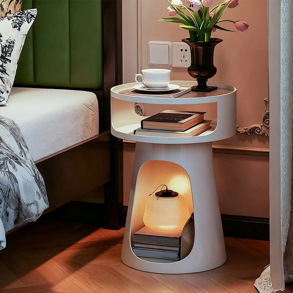 LIVARA 3-Tier Glass Side Table, Heavy-Duty Iron Frame, Raised Edges, Compact Storage, Anti-Noise Base - White - Image 2