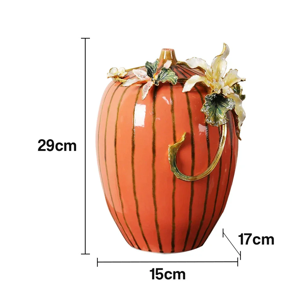 LIVARA Vintage Enamel Ceramic Vase - Sculptural Floral Relief with Handcrafted Gloss Finish, Elegant Statement Decor for Classic & Modern Interiors - Burnt Orange - Image 5