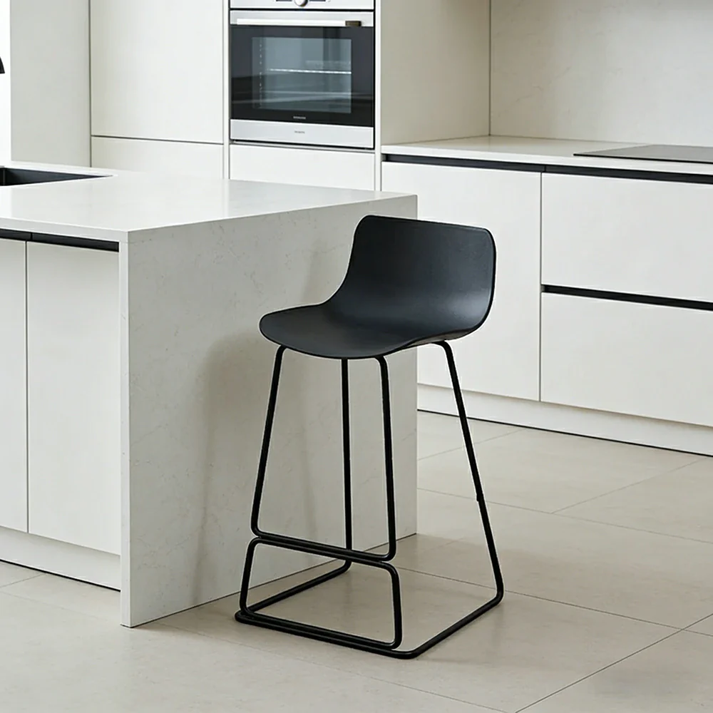 LIVARA 87/97cm Bar Chair - Ergonomic Curved Seat, Durable PP Shell, Powder-Coated Steel Frame, Commercial-Grade Stability - Black - Image 2