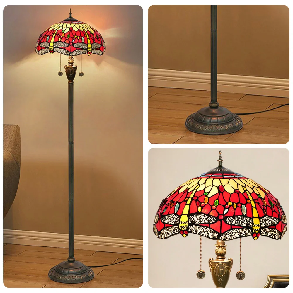 LIVARA Crystal Floor Lamp - High-Temperature Glass Shade, Copper Pendant, Dual Zipper Switch, E27 Socket, Adjustable Height for Soft Glow - Wine - Image 3